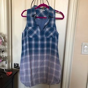 Sleeveless dress ombré plaid size M